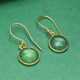 Dangling Round Green Amethyst   Handmade Earrings For Women