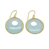 Solid 925 Sterling Silver  Aqua Chalcedony Dangle Earrings