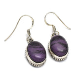 Oxidized Boho Vintage Purple Agate  Dangle Earrings