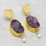 Earrings Druzy with pearl Earrings handmade Earrings