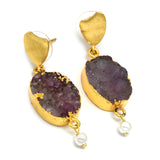 Earrings Druzy with pearl Earrings handmade Earrings