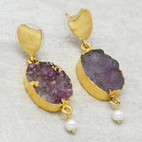 Earrings Druzy with pearl Earrings handmade Earrings