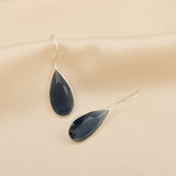 Dark Blue Glass Hook Earrings