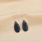 Dark Blue Glass Hook Earrings