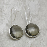 Silver Plated Brown Glass  Dangle Earrings