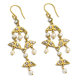 Handmade Gold Plated Sterling Silver Pearl and White CZ Earrings