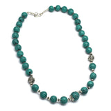 Brass Silver Plated Turquoise Gemstone Beads Necklaces