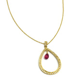 925 Silver Pink Tourmaline with White CZ Stone Necklace