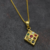 925 Silver Gold Plated with Multi Gemstone Pendant Necklaces