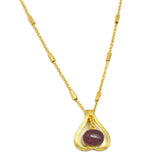 Brass Gold Plated Pink Quartz Gemstone Necklaces, Women Accessory, Wholesale jewelry