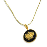 Black Crown With Yellow Thread Pendant