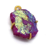 Gold Plated Tiny Druzy Pendant statement Necklace