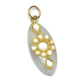 Gold Plated Agate Stone/Moonstone Polki Unique Pendant