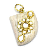 Gold Plated Agate Stone/Moonstone Polki Unique Pendant