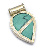 925 Sterling Silver Turquoise Stone Pear shape pendant