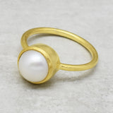 Handmade Gold Plated Sterling Silver Pearl Stone Ring