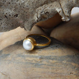 Handmade Gold Plated Sterling Silver Pearl Stone Ring