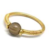 Gold Plated Smoky Gemstone wire-wrapped Rings