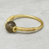 Gold Plated Smoky Gemstone wire-wrapped Rings