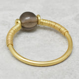 Gold Plated Smoky Gemstone wire-wrapped Rings