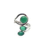 Oxidized Silver Plated Tiger Eye/Green Onyx Gemstone Adjustable Rings