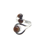 Oxidized Silver Plated Tiger Eye/Green Onyx Gemstone Adjustable Rings