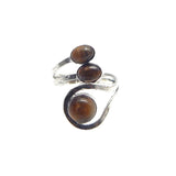 Oxidized Silver Plated Tiger Eye/Green Onyx Gemstone Adjustable Rings