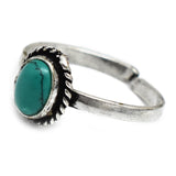 Oxidized Silver Plated Turquoise, onyx, Ruby, Malachite Gemstone Adjustable Ring