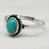 Oxidized Silver Plated Turquoise, onyx, Ruby, Malachite Gemstone Adjustable Ring