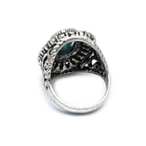 Oxidised Silver Turquoise Oval shape Stone Ring,