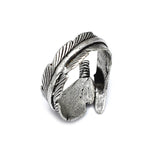 Silver Oxidized Plated Adjustable Feather Ring, Wholesale jewelry