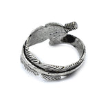 Silver Oxidized Plated Adjustable Feather Ring, Wholesale jewelry