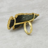 Gold Plated Adjustable Agate Stone Ring