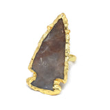 Gold Plated Adjustable Agate Stone Ring