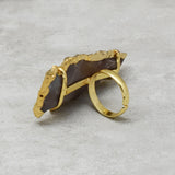 Gold Plated Adjustable Agate Stone Ring