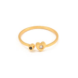 White and Black CZ Heart Shape Adjustable Rings