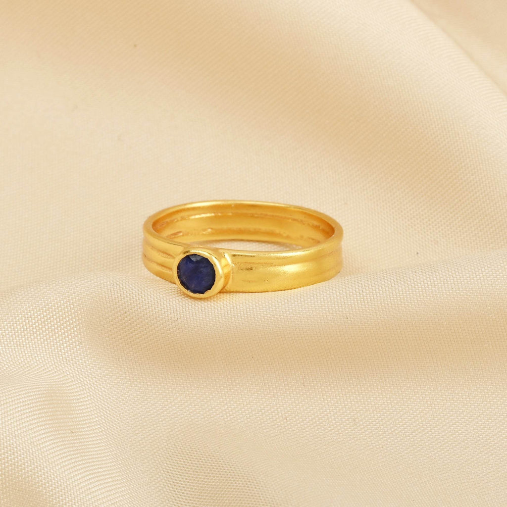 Emerald and Lapis Gemstone Statement Rings - La Vitá Jewels