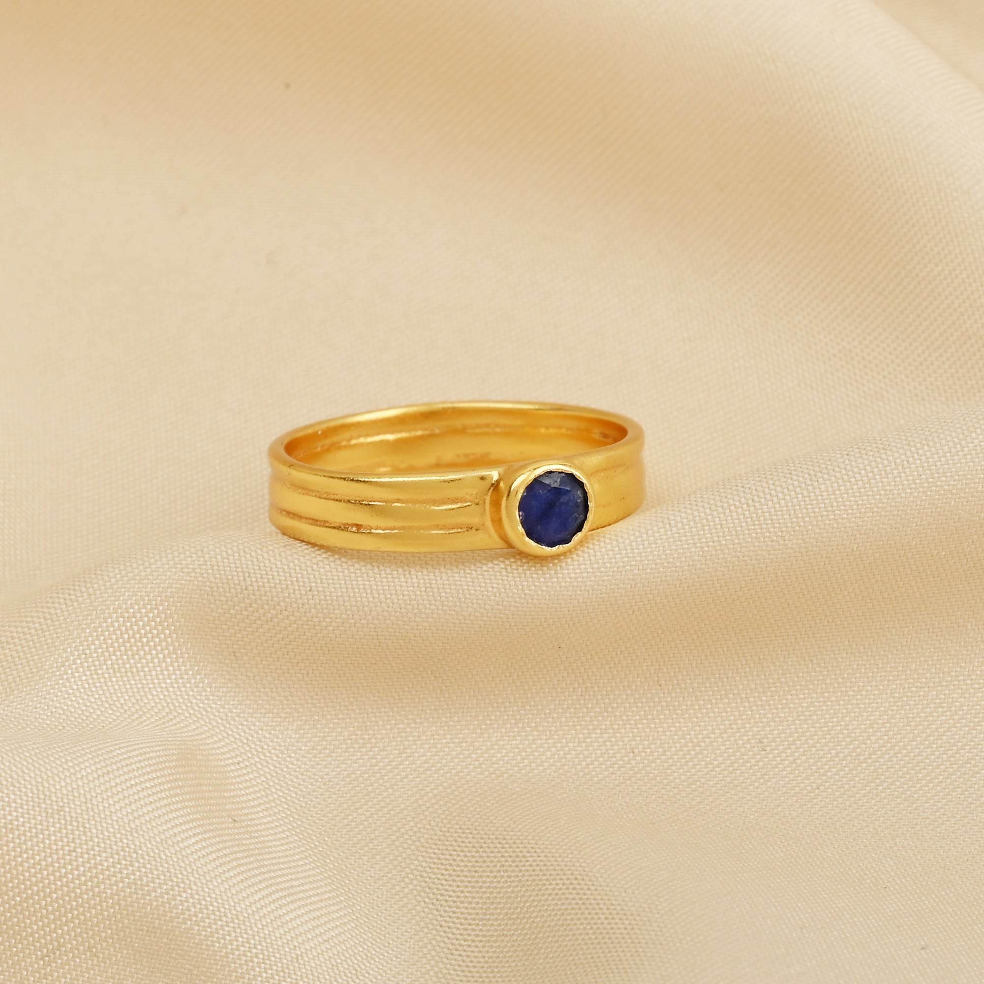 Emerald and Lapis Gemstone Statement Rings - La Vitá Jewels
