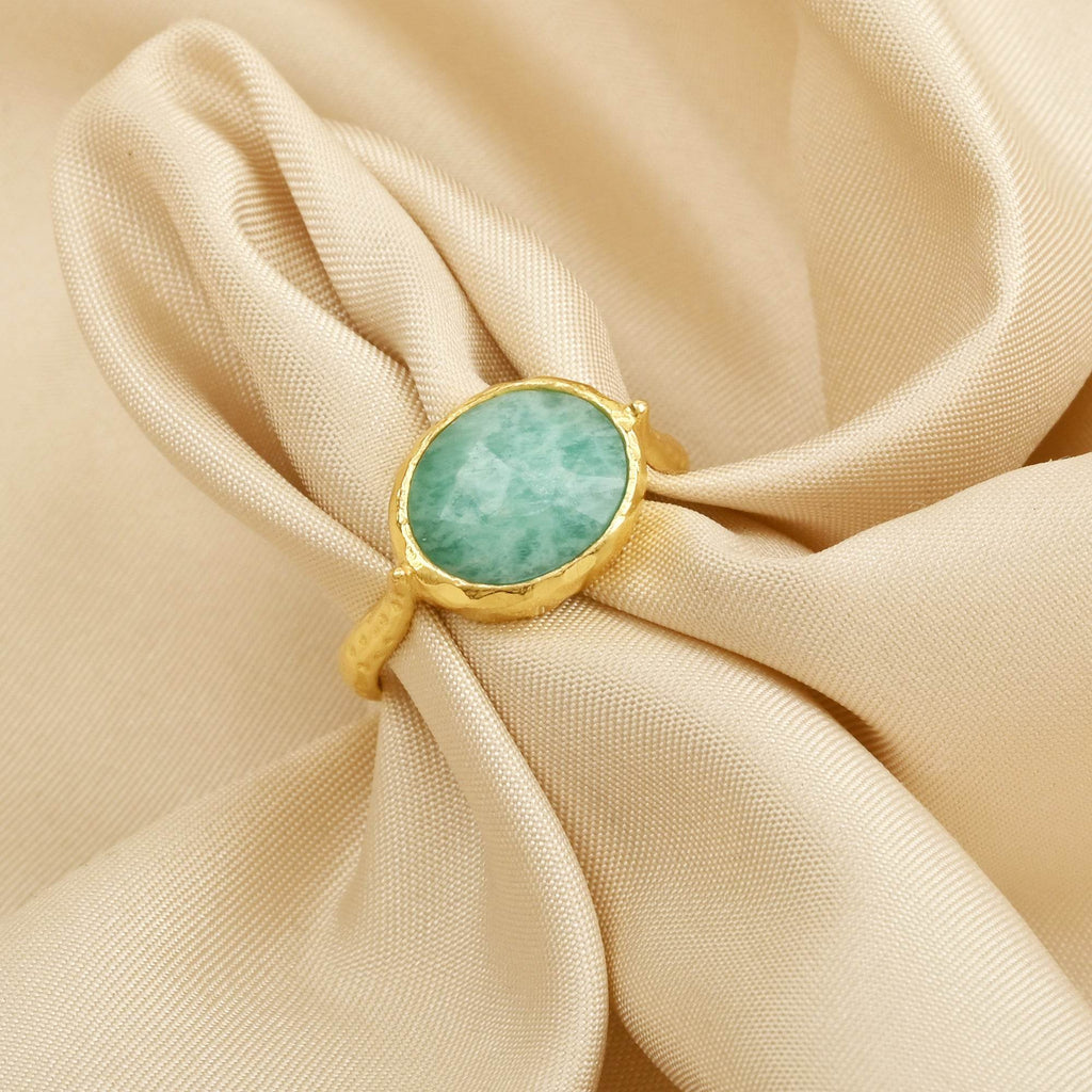 Amazonite and Blue Sapphire Rings in Sterling Silver - La Vitá Jewels