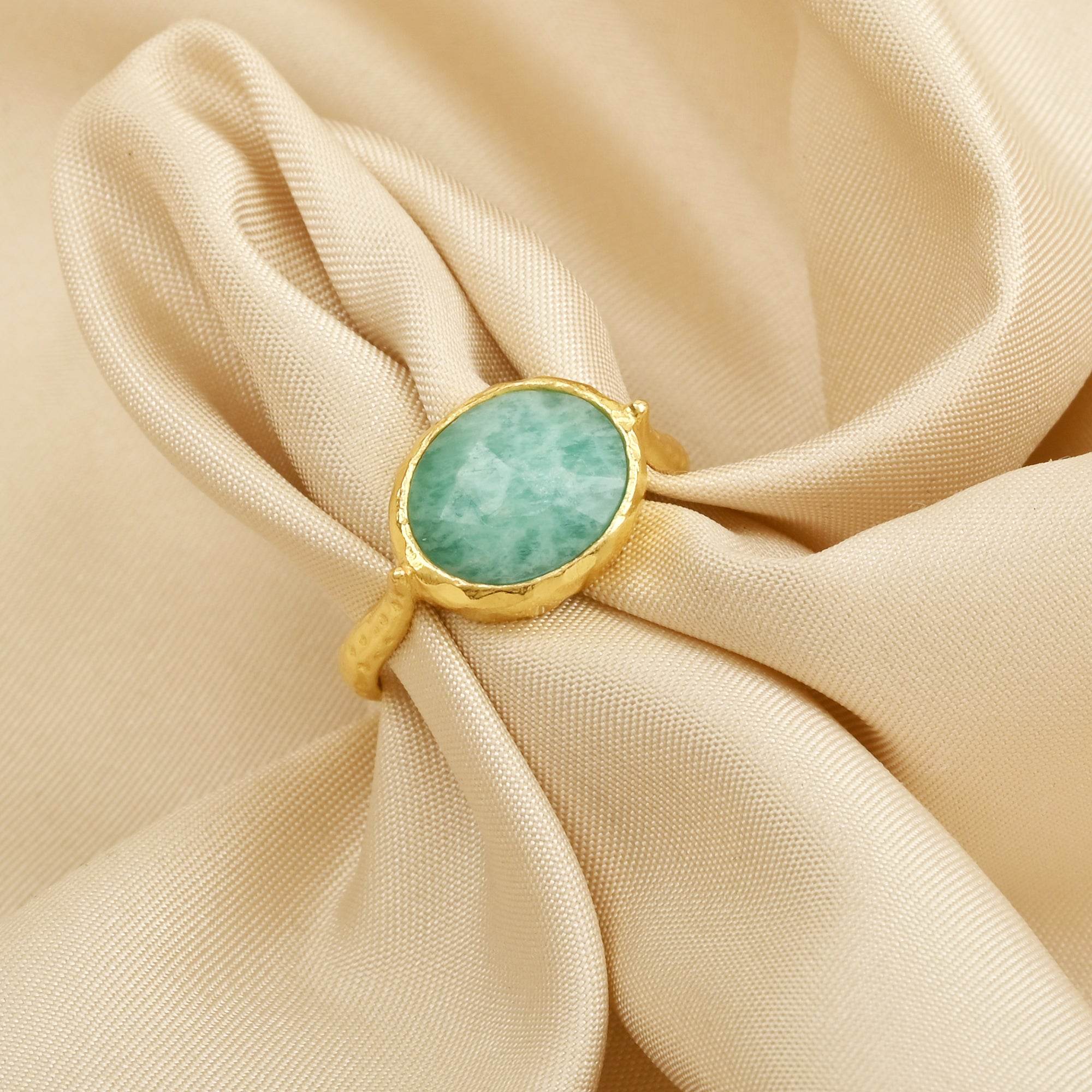 Amazonite and Blue Sapphire Rings in Sterling Silver - La Vitá Jewels