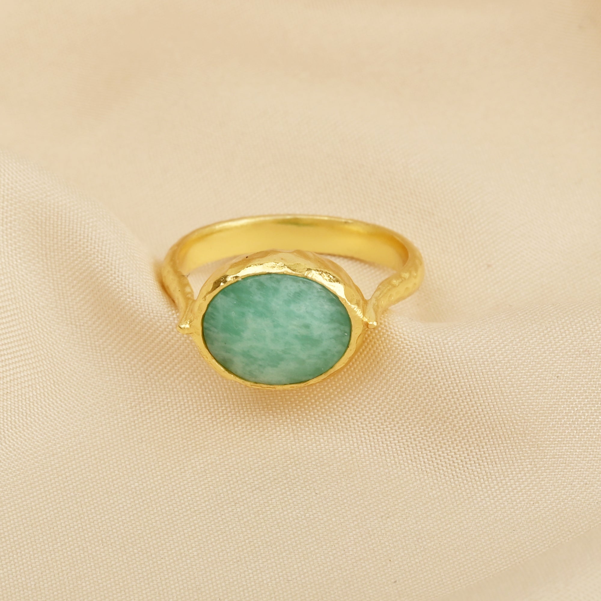 Blue Sapphire and Amazonite Statement Rings