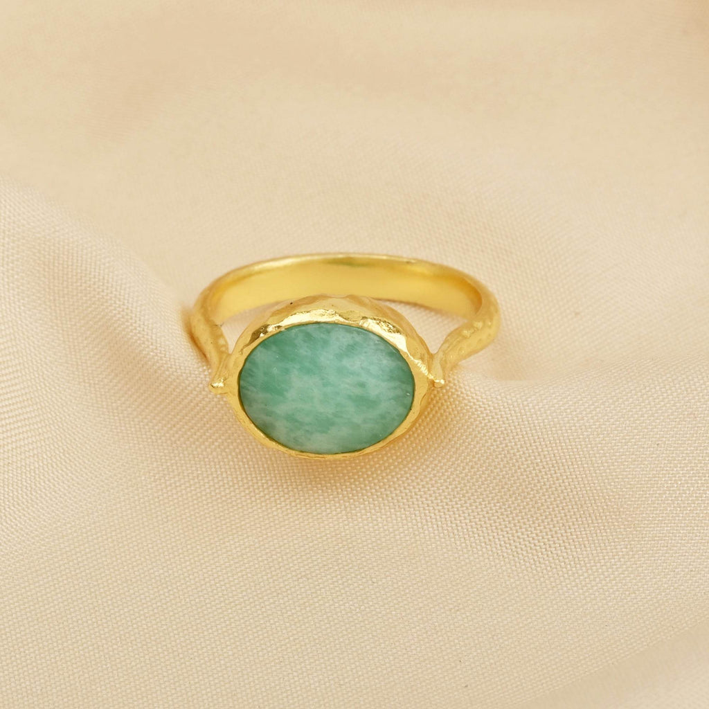 Amazonite and Blue Sapphire Rings in Sterling Silver - La Vitá Jewels