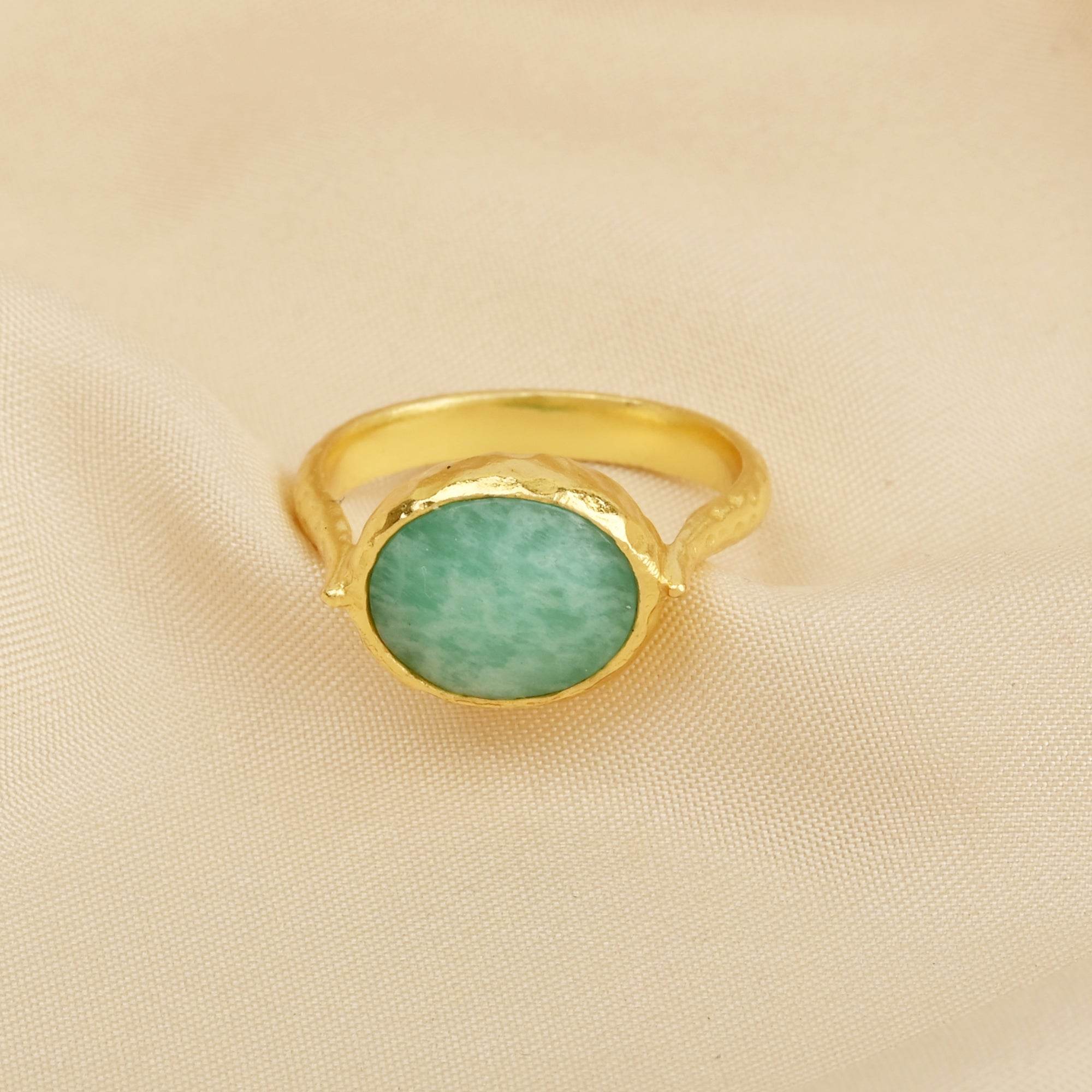 Amazonite and Blue Sapphire Rings in Sterling Silver - La Vitá Jewels