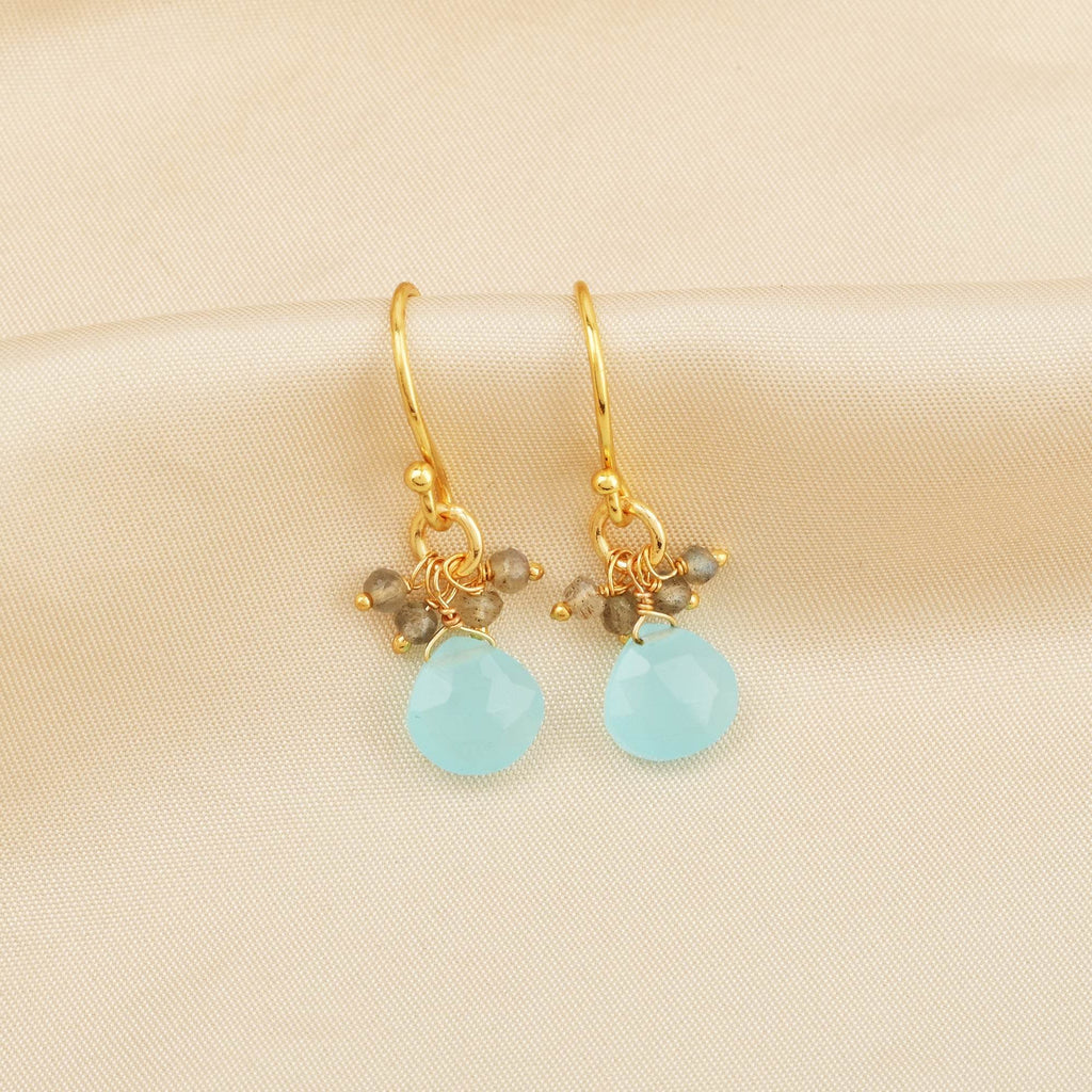 Aqua Chalcedony with Labradorite Beads Earring - La Vitá Jewels