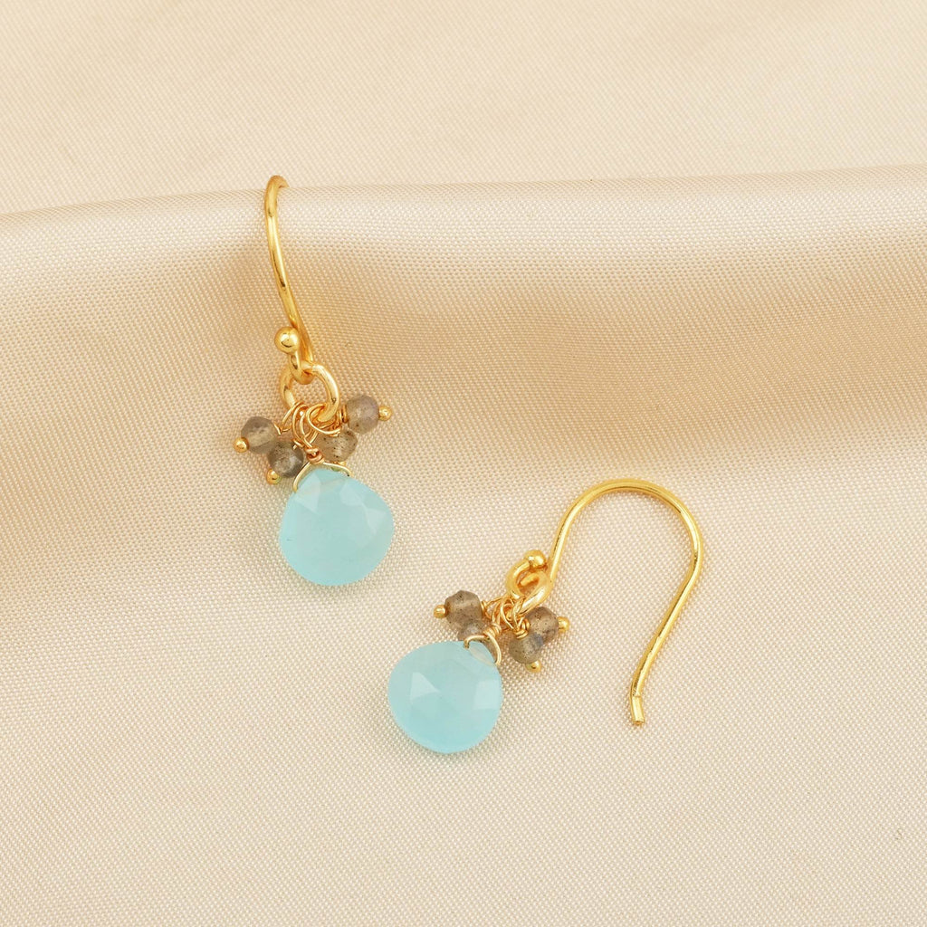 Aqua Chalcedony with Labradorite Beads Earring - La Vitá Jewels