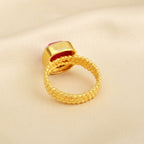 Sterling Silver Handcrafted Ruby Beaded Band Ring - La Vitá Jewels