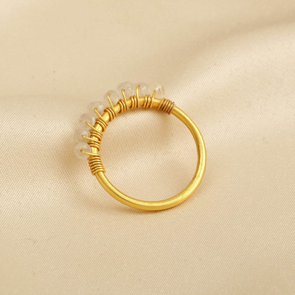 Labradorite, Citrine, Pyrite and Ruby Beaded Rings - La Vitá Jewels