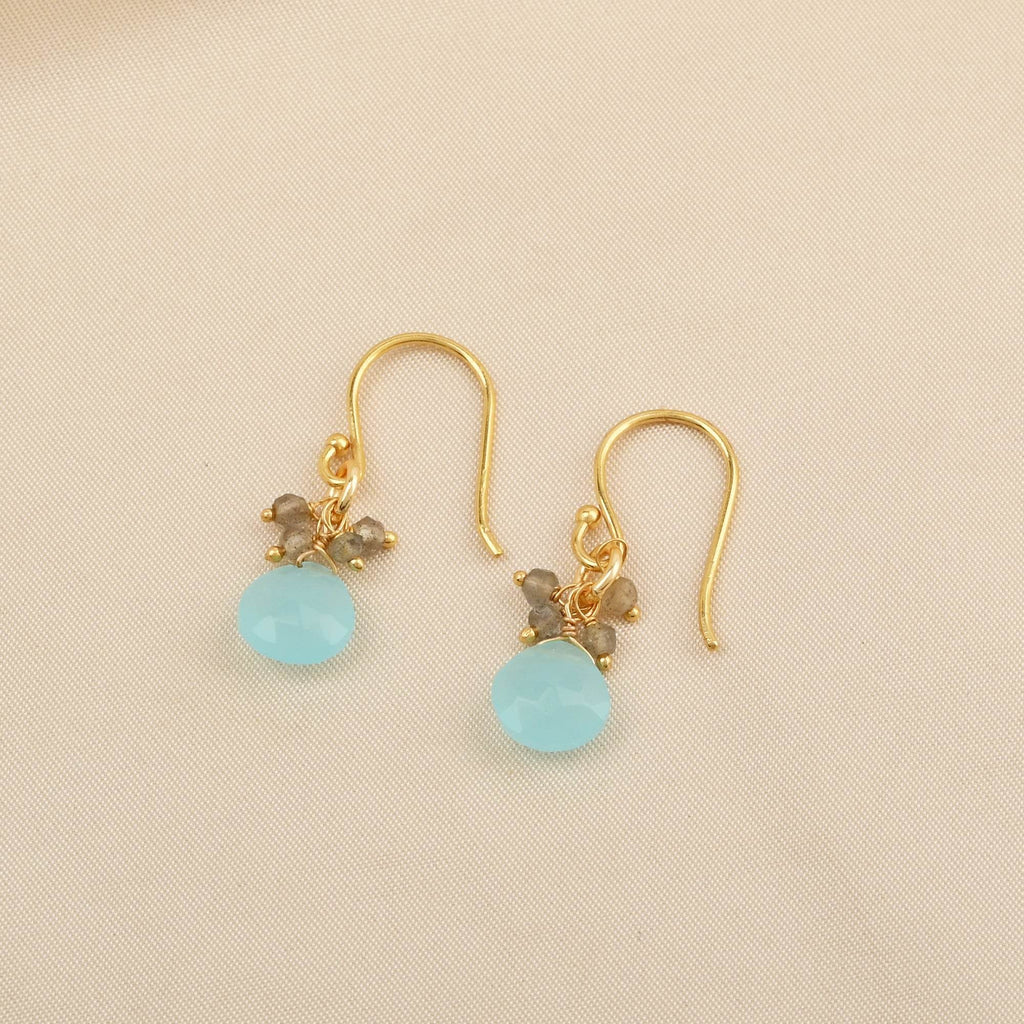 Aqua Chalcedony with Labradorite Beads Earring - La Vitá Jewels