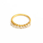 Labradorite, Citrine, Pyrite and Ruby Beaded Rings - La Vitá Jewels
