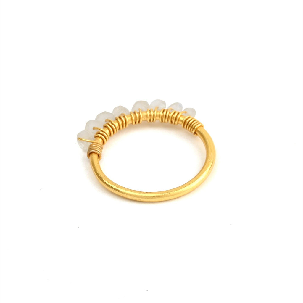 Labradorite, Citrine, Pyrite and Ruby Beaded Rings - La Vitá Jewels